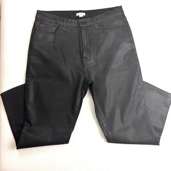 NWOT Good American Black Coated Midrise Tummy Control Butt Lift Pants (15)